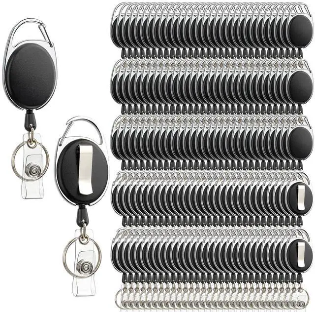 Main image of 150 Pack Retractable Badge Reels with Clip and Keychain | Retractable Badge Holders for ID Cards, Heavy Duty Clip Bulk for Nurse, Doctor, Office Worker & Student
