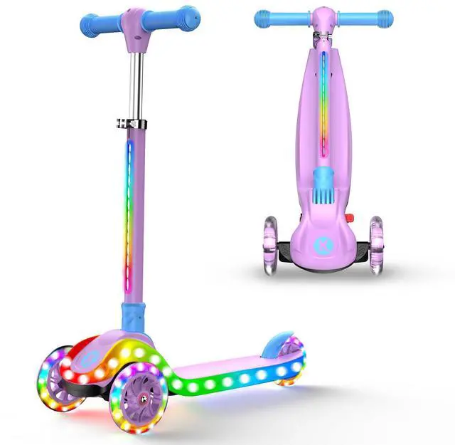 Main image of 2-in-1 Adjustable Kick Scooter for Kids 3-5 (Suitable 3-12 Years),5-Level Handlebar & Removable Seat, LED Light-Up Wheels, Wide Deck, Foldable Design for Indoor/Outdoor Use - Girls & Boys