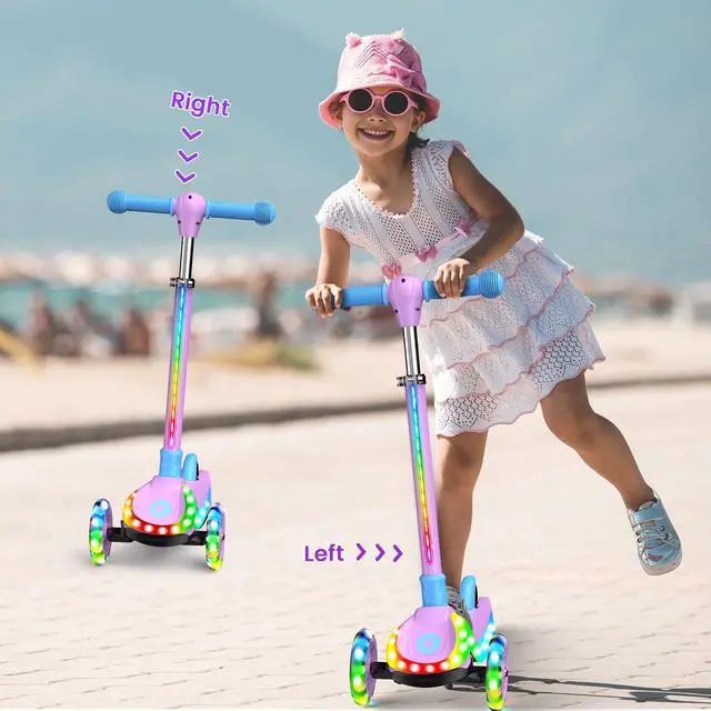 Alt view image 2 of 7 - 2-in-1 Adjustable Kick Scooter for Kids 3-5 (Suitable 3-12 Years),5-Level Handlebar & Removable Seat, LED Light-Up Wheels, Wide Deck, Foldable Design for Indoor/Outdoor Use - Girls & Boys