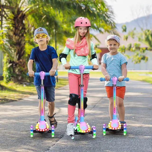 Alt view image 5 of 7 - 2-in-1 Adjustable Kick Scooter for Kids 3-5 (Suitable 3-12 Years),5-Level Handlebar & Removable Seat, LED Light-Up Wheels, Wide Deck, Foldable Design for Indoor/Outdoor Use - Girls & Boys