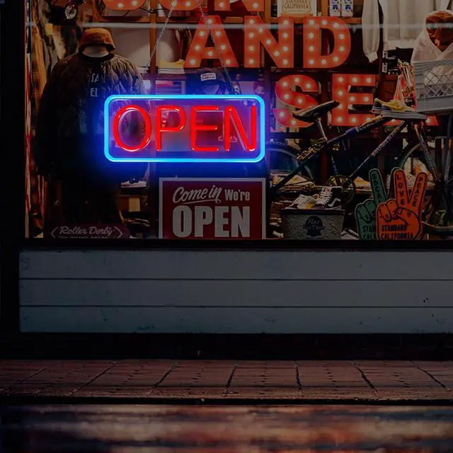 Alt view image 4 of 7 - LED Open Sign,Bright Open Sign for Business Window with Remote Control,21x10 inch Large Size,Restaurant,Bar,Retail Shops,Window Storefronts,Salon,12V/2A Power Supply (Rectangle)