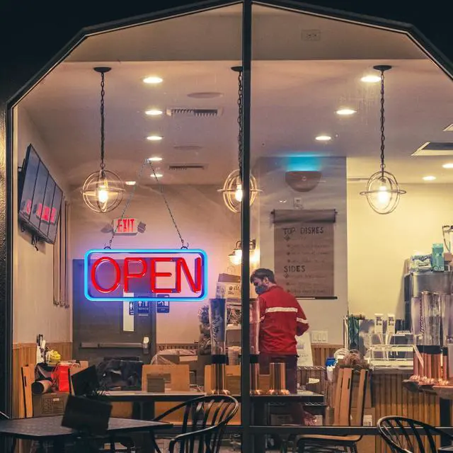 Alt view image 5 of 7 - LED Open Sign,Bright Open Sign for Business Window with Remote Control,21x10 inch Large Size,Restaurant,Bar,Retail Shops,Window Storefronts,Salon,12V/2A Power Supply (Rectangle)