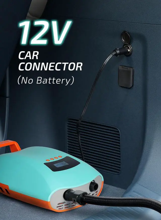 Alt view image 3 of 6 - Seawolf Paddle Board Pump, 30% Faster 20 PSI SUP Electric Air Pump w/Dual Cylinder, Dual Stage & Active Cooling System, Supports 4 SUPs in a Row, 3 Colors Option