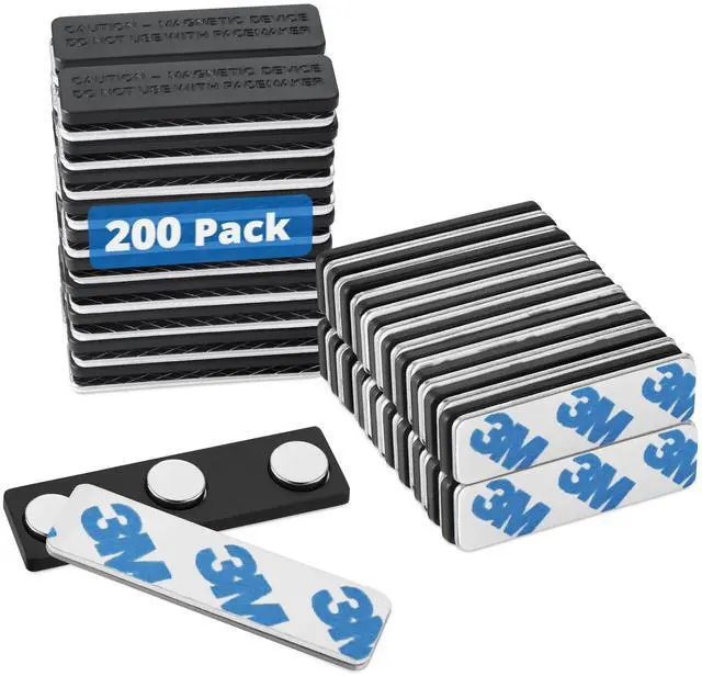 Main image of USA - Name Tag Magnets - 200 Pack, 1.75 x 0.5 Inches - Premium ID Badge Holder with 3 Extra Strong Neodymium Magnets