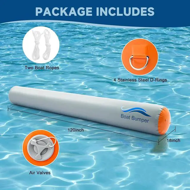 Alt view image 2 of 6 - Home Inflatable Boat Fender for Docking, Boat Bumpers with 2 Ropes for Boating Sport, Good Equipment for Boating