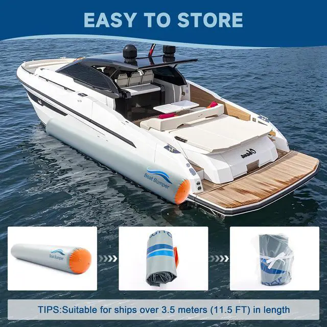 Alt view image 5 of 6 - Home Inflatable Boat Fender for Docking, Boat Bumpers with 2 Ropes for Boating Sport, Good Equipment for Boating