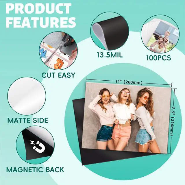 Alt view image 2 of 7 - 100 Sheets Bulk Printable Matte Magnet Sheets for inkjet printer Make Refrigerator Photo 13.5mil 8.5 x 11 inches Thick magnetic printer paper for cricut