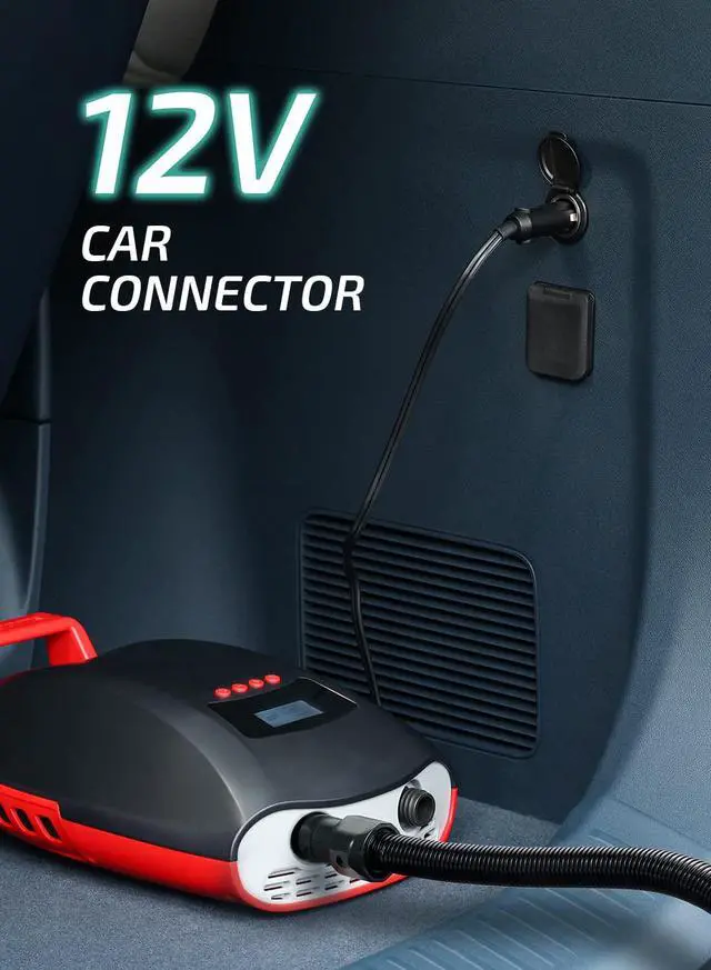 Alt view image 3 of 6 - Seawolf Paddle Board Pump, 30% Faster 20 PSI SUP Electric Air Pump w/Dual Cylinder, Dual Stage & Active Cooling System, Supports 4 SUPs in a Row, 3 Colors Option