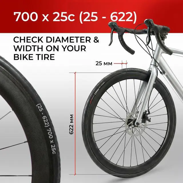 Alt view image 2 of 7 - Road Bike 25-622 700x25c Tire with 700c Bike Tube Presta Valve - Foldable Kevlar 700c Bike Tire with 1 mm Nylon Puncture Resistant, 120 TPI - Accessories for Folding, Carbon, Racing, City Bikes