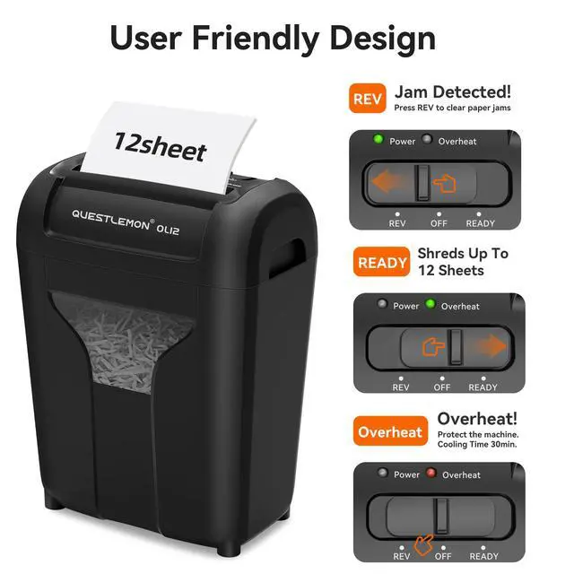 Alt view image 7 of 7 - 12-Sheet Paper Shredder for Home, Quiet Cross Cut Shredders, P-4 Ultra Security, 4.5 Gal Bin, Shred Quietly for Shred for Credit Card, Mail, Staples, <58 dB(OL12)