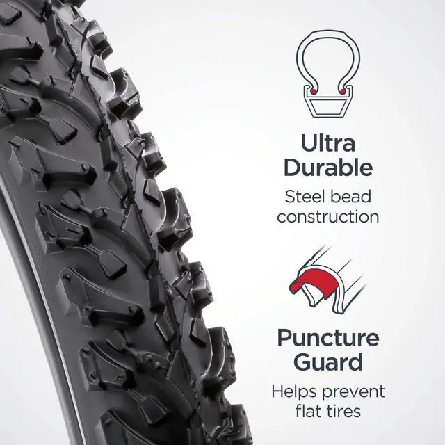 Alt view image 5 of 6 - Replacement Bike Tire, 26" x 1.95" All-Terrain Mountain Bike Tire, Wide & Blocky Knobs, Puncture Guard, Fits Internal Rim Widths 19mm-29mm, PSI Range 40 to 65 (Pack of 2)