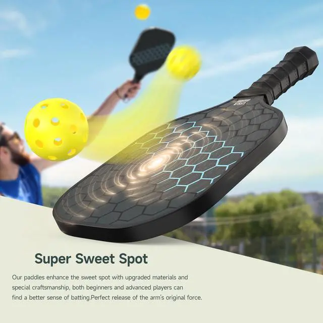 Alt view image 3 of 7 - Pickleball Paddles, USAPA Approved Fiberglass Surface Pickleball Set with Pickleball Rackets,16mm Thick Paddle with Pickleball Bag Large Sweet Spot