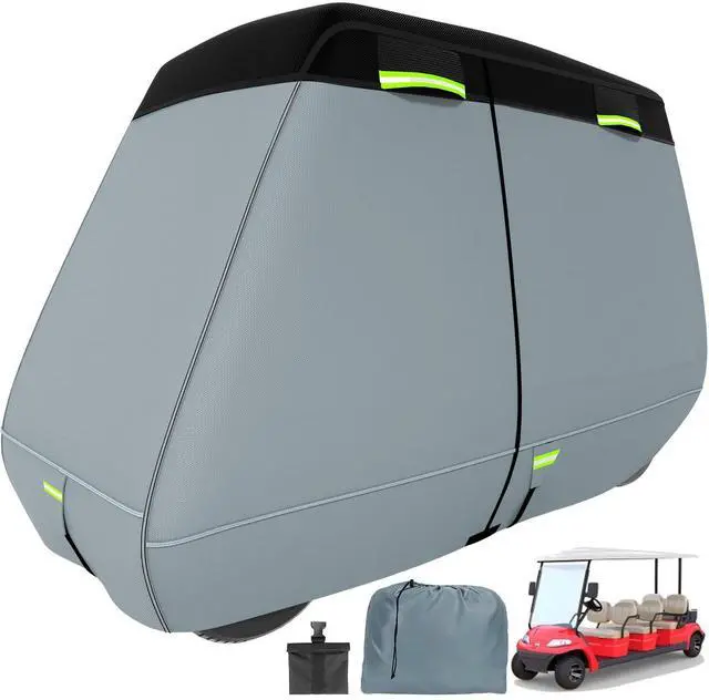 Main image of Ultra Thick 900D+600D Golf Cart Cover 2/4/6 Passenger 100% Waterproof Universal Fit for Yamaha, Club Car, EZGO with Large Storage & Toss Bag for All Weather Protection