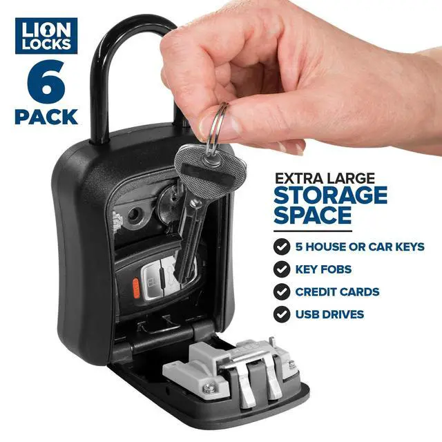 Alt view image 2 of 7 - Lock Box for Keys, 6 Pack Black - Secure Key Safe Solution with Combination Lock for Homes, Real Estate, Businesses, Gyms, Schools