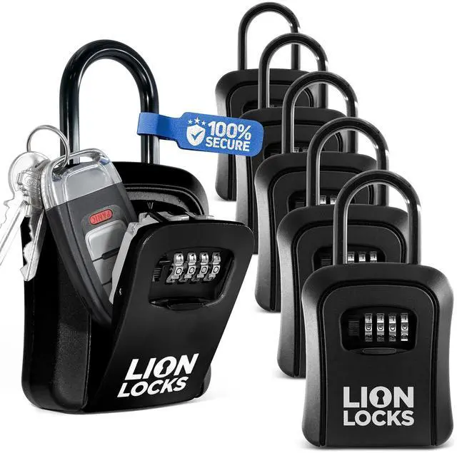 Main image of Lock Box for Keys, 6 Pack Black - Secure Key Safe Solution with Combination Lock for Homes, Real Estate, Businesses, Gyms, Schools
