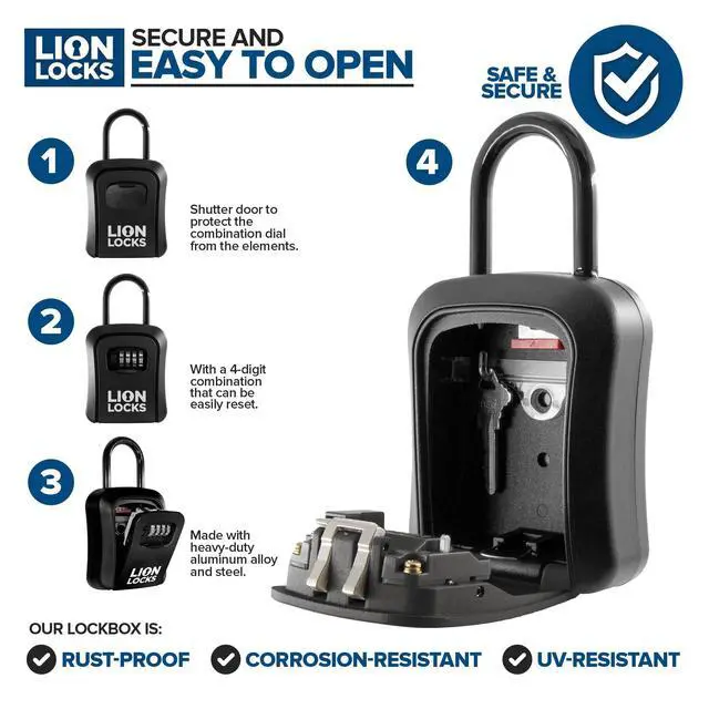 Alt view image 3 of 7 - Lock Box for Keys, 6 Pack Black - Secure Key Safe Solution with Combination Lock for Homes, Real Estate, Businesses, Gyms, Schools