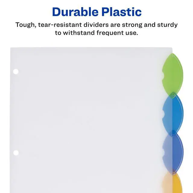 Alt view image 4 of 7 - Insertable Style Edge Plastic Dividers for 3 Ring Binders, 5-Tab Sets, Multicolor, 24 Sets, 120 Divider Tabs (11200)