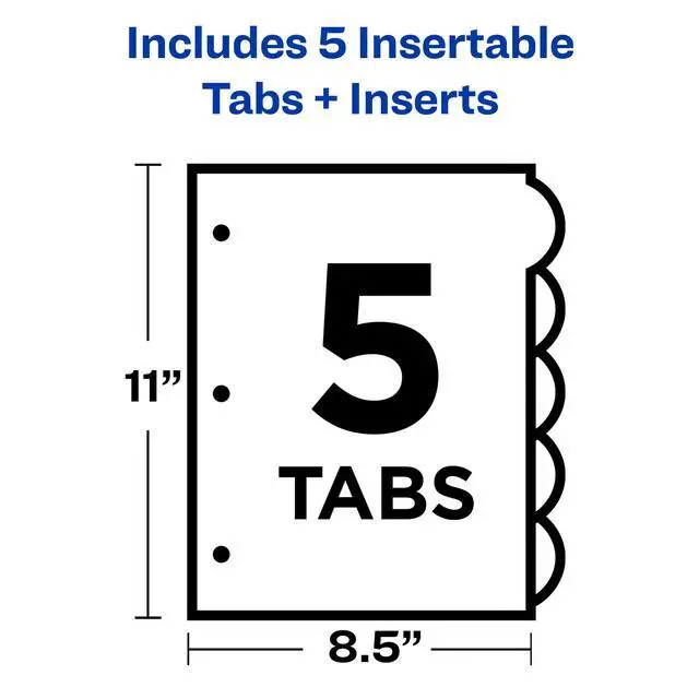 Alt view image 3 of 7 - Insertable Style Edge Plastic Dividers for 3 Ring Binders, 5-Tab Sets, Multicolor, 24 Sets, 120 Divider Tabs (11200)