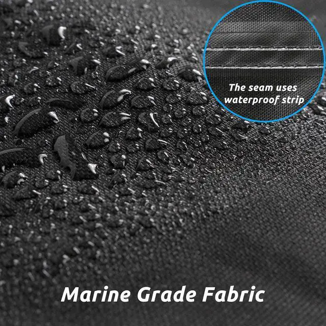 Alt view image 5 of 7 - Boat Cover, Heavy Duty 17-19ft Waterproof Trailerable Boat Cover | UV Resistant Marine Grade Outboard Cover Compatible for Bass Boat, Fits Bayliner Tri-Hull V-Hull Fishing Runabout Boat, Black