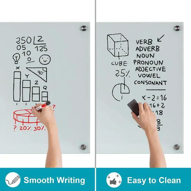 Alt view image 3 of 7 - Glass Dry Erase Board, 36 x 24 Inches Magnetic Glass Whiteboard | Wall Mount, 3' x 2' Frameless Glass Board for Office, Home, School