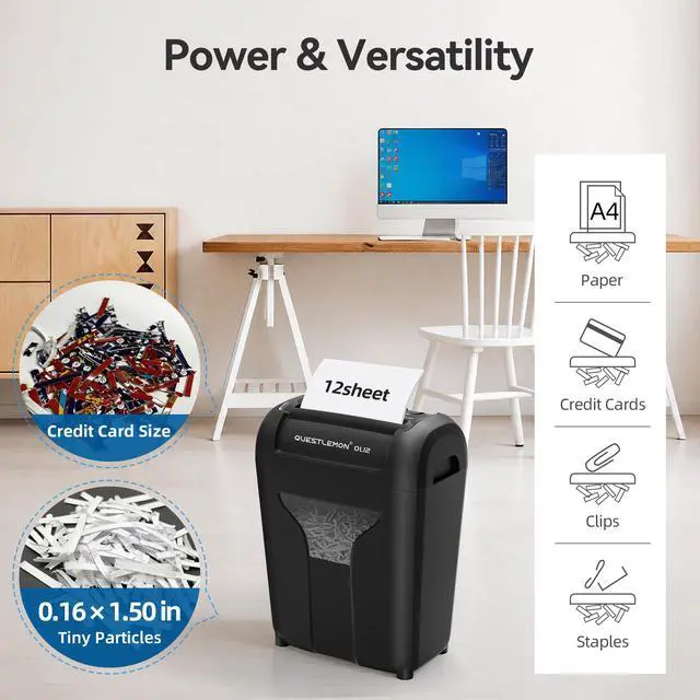 Alt view image 3 of 7 - 12-Sheet Paper Shredder for Home, Quiet Cross Cut Shredders, P-4 Ultra Security, 4.5 Gal Bin, Shred Quietly for Shred for Credit Card, Mail, Staples, <58 dB(OL12)