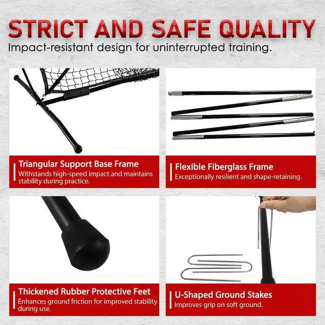 Alt view image 7 of 7 - 7x7 ft Baseball & Softball Practice Net with 9 Numbered Strike Zone | PRO Training Net for Hitting, Pitching & Batting | with Carry Bag, Bow Frame for All Ages & Skills