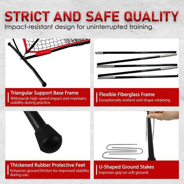 Alt view image 7 of 7 - 7x7 ft Baseball & Softball Practice Net with 9 Numbered Strike Zone | PRO Training Net for Hitting, Pitching & Batting | with Carry Bag, Bow Frame for All Ages & Skills