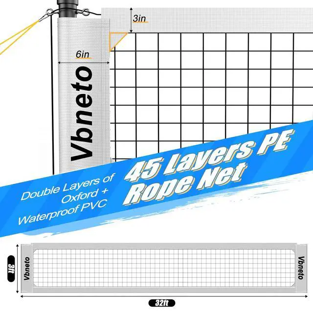 Alt view image 4 of 7 - Volleyball Net for Backyard, No Sagging Professional Heavy Duty Outdoor Portable Net Set with Poles, Adjustable Height, Includes Volleyball & Carry Bag, Ideal for Beach and Grass