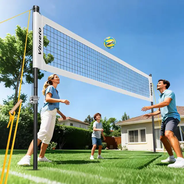 Alt view image 7 of 7 - Volleyball Net for Backyard, No Sagging Professional Heavy Duty Outdoor Portable Net Set with Poles, Adjustable Height, Includes Volleyball & Carry Bag, Ideal for Beach and Grass