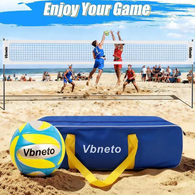 Alt view image 6 of 7 - Volleyball Net for Backyard, No Sagging Professional Heavy Duty Outdoor Portable Net Set with Poles, Adjustable Height, Includes Volleyball & Carry Bag, Ideal for Beach and Grass