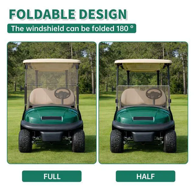 Alt view image 4 of 7 - Golf Cart Tinted Foldable Windshield Compatible with 2004-UP Club Car Precedent,Tempo,Onward Gas or Electric Models Golf Cart Folding Down Impact Resistance HD View Front Windshield