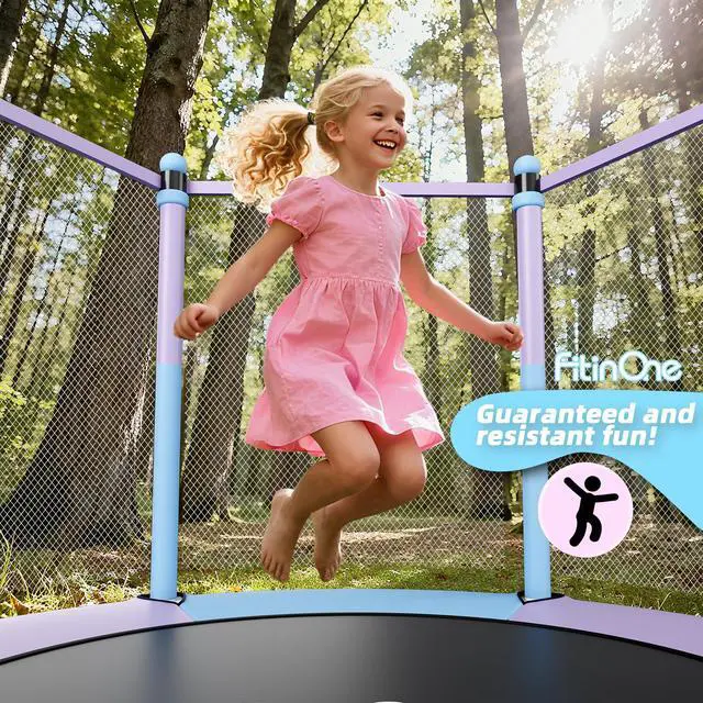 Alt view image 7 of 7 - Trampoline for Kids, 5 FT Indoor & Outdoor Toddler Trampoline with Safety Enclosure Net, Birthday Gifts for Kids, Gifts for Boy and Girl, Age 3-8