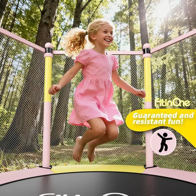 Alt view image 7 of 7 - Trampoline for Kids, 5 FT Indoor & Outdoor Toddler Trampoline with Safety Enclosure Net, Birthday Gifts for Kids, Gifts for Boy and Girl, Age 3-8