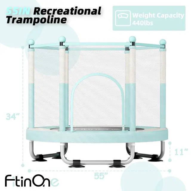 Alt view image 5 of 7 - Trampoline for Kids, 5 FT Indoor & Outdoor Toddler Trampoline with Safety Enclosure Net, Birthday Gifts for Kids, Gifts for Boy and Girl, Age 3-8