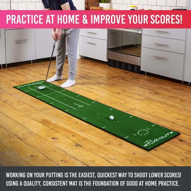 Alt view image 3 of 7 - Medium Putting Mat - Perfect Your Golf Putting (7.9ft x 1.6ft)(Green)