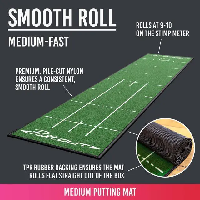 Alt view image 4 of 7 - Medium Putting Mat - Perfect Your Golf Putting (7.9ft x 1.6ft)(Green)