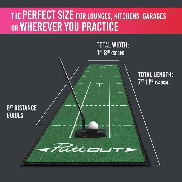 Alt view image 6 of 7 - Medium Putting Mat - Perfect Your Golf Putting (7.9ft x 1.6ft)(Green)