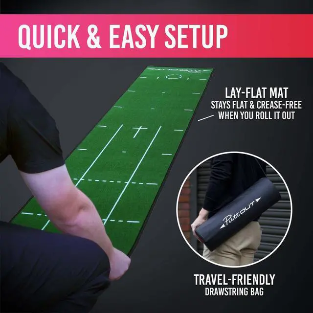Alt view image 7 of 7 - Medium Putting Mat - Perfect Your Golf Putting (7.9ft x 1.6ft)(Green)