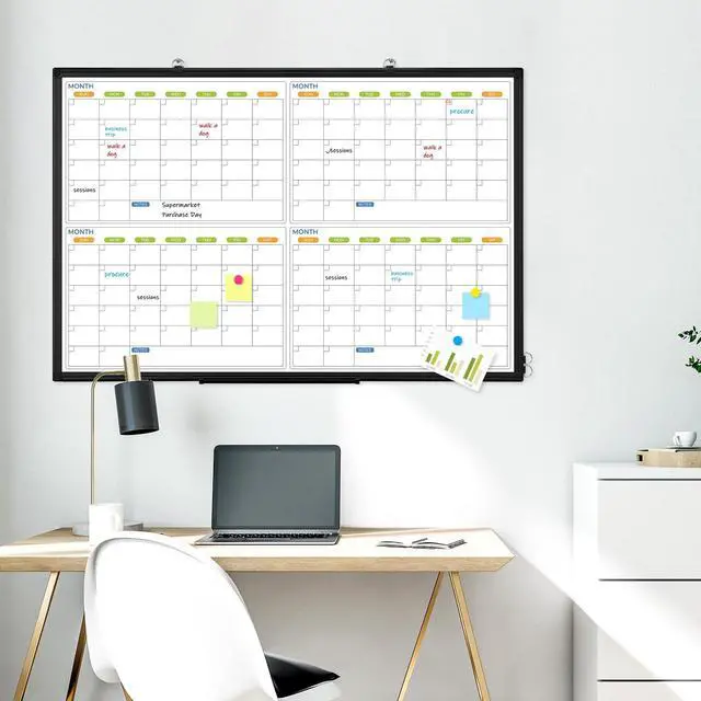 Alt view image 6 of 6 - White Board Calendar 36 x 24, 4 Month Wall Whiteboard Dry Erase | Magnetic Whiteboard Calendar Planner, Black Aluminum Frame Dry Erase Board for Office Home and School