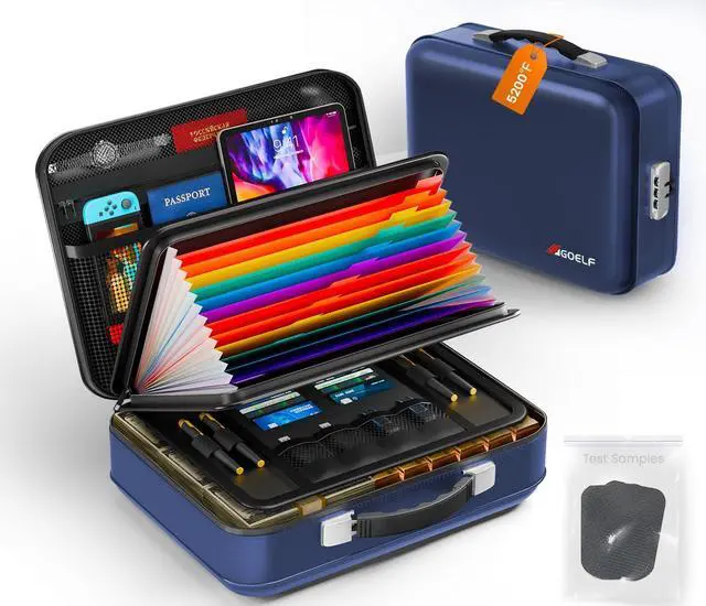 Main image of Fireproof Document Box with Lock, 5200°F Fireproof Water Resistant Hard Case File Organizer Safe Box for Important Documents, Certificates, Laptop, Passports (Blue)