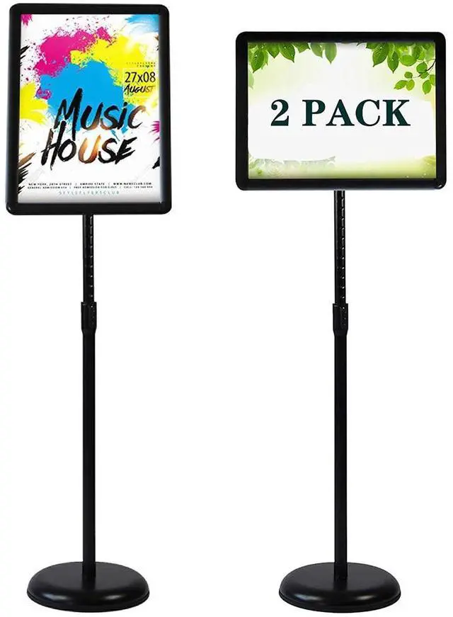 Main image of Sign Holder Pedestal Sign Stand 8.5x11 inches with Base for Floor Vertical & Horizontal View Displayed,Snap-Open Frame with Safety Corner Outdoor,2 Pack