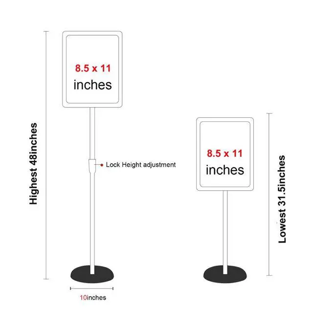 Alt view image 2 of 6 - Sign Holder Pedestal Sign Stand 8.5x11 inches with Base for Floor Vertical & Horizontal View Displayed,Snap-Open Frame with Safety Corner Outdoor,2 Pack