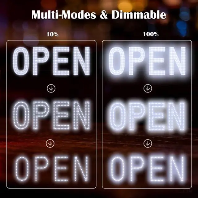 Alt view image 2 of 7 - Open Signs for Business, 30"x10" Ultra Bright LED Open Sign, Remote Control Dimmable & 180° Foldable, Perfect for Cafe, Salon, Bar, Retail Storefront - Cold White