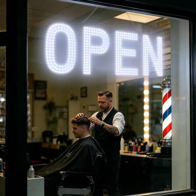 Alt view image 5 of 7 - Open Signs for Business, 30"x10" Ultra Bright LED Open Sign, Remote Control Dimmable & 180° Foldable, Perfect for Cafe, Salon, Bar, Retail Storefront - Cold White