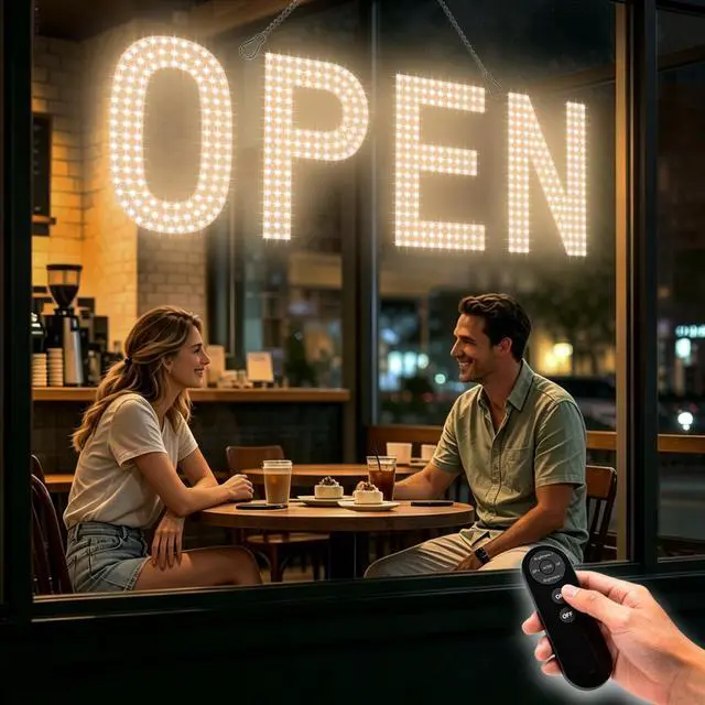 Main image of Open Signs for Business, 30"x10" Big & Bright Open Sign with Remote Control Dimmable, Window Sign for Cafe Bar Retail Store - Warm White