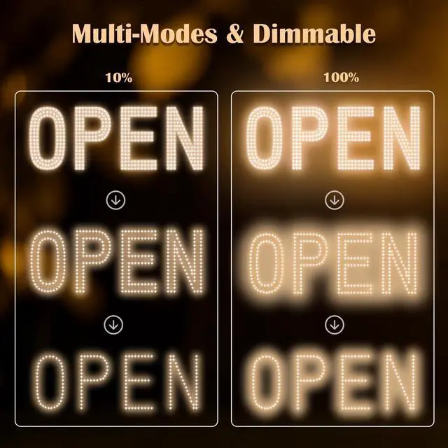 Alt view image 3 of 7 - Open Signs for Business, 30"x10" Big & Bright Open Sign with Remote Control Dimmable, Window Sign for Cafe Bar Retail Store - Warm White