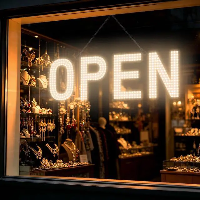 Alt view image 6 of 7 - Open Signs for Business, 30"x10" Big & Bright Open Sign with Remote Control Dimmable, Window Sign for Cafe Bar Retail Store - Warm White