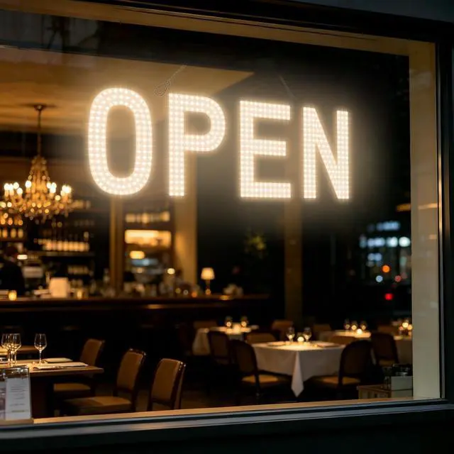 Alt view image 7 of 7 - Open Signs for Business, 30"x10" Big & Bright Open Sign with Remote Control Dimmable, Window Sign for Cafe Bar Retail Store - Warm White