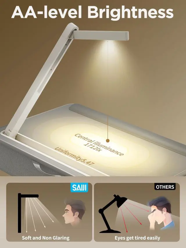 Alt view image 3 of 7 - Lap Desk with LED Light, Portable Laptop Tray with Cushion | Fits Up to 17" Laptops & MacBook, Lap Desks for Writing and Working, Leather Top, with Drawer, Wrist Rest and Phone Holder