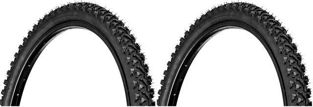 Main image of Replacement Bike Tire, 24" x 1.95" Mountain Bike Tire, Wide & Blocky Knobs, Puncture Guard, Fits Internal Rim Widths 19mm-29mm, PSI Range 35 to 65 (Pack of 2)